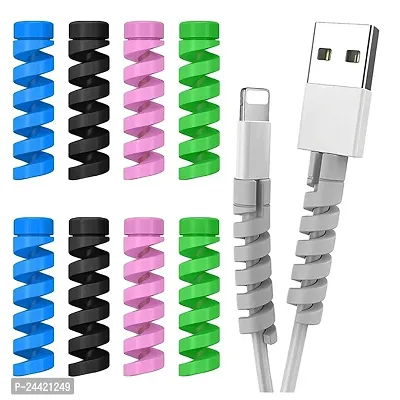 3A BRIGHT Spiral Charger Spring Cable Protector Data Cable Saver Set of 2 (8 Pieces)-thumb0