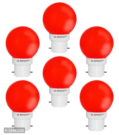 3A Bright Trendy  Deco Mini 0.5-Watt Base B22 LED Night Bulb (Pack of 6, Red)-thumb0