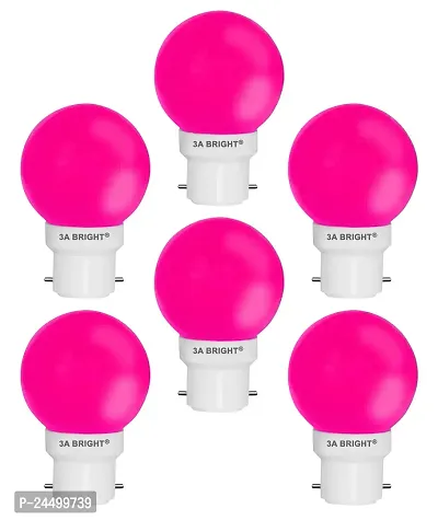 3A BRIGHT Deco Mini 0.5-Watt Base B22 LED Night Bulb (Pack of 6, Pink)