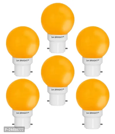 3A BRIGHT Deco Mini 0.5-Watt Base B22 LED Night Bulb (Pack of 6, Orange)