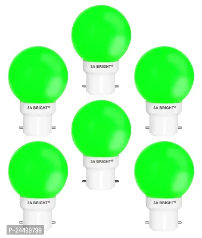 3A BRIGHT Deco Mini 0.5-Watt Base B22 LED Night Bulb (Pack of 6, Green)