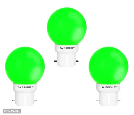 3A BRIGHT Deco Mini 0.5-Watt Base B22 LED Night Bulb (Pack of 3, Green)-thumb0
