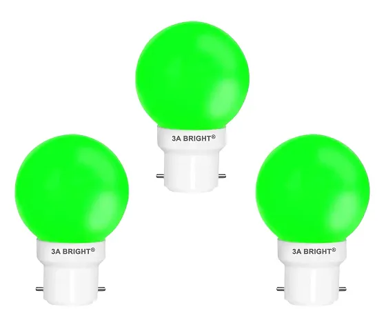 3A BRIGHT Deco Mini 0.5-Watt Base B22 LED Night Bulb (Pack of 3, Green)