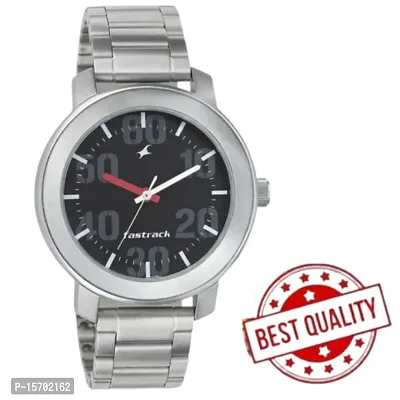 Black  Dial Silver Stainless Steel Strap Watch