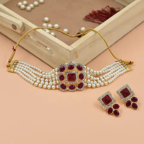 Decent Choker Set With Earrings For Women