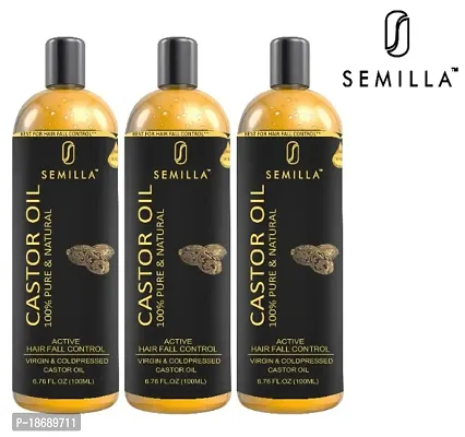 Semilla Rey Naturals Cold-Pressed 100% Pure Castor Oil Hair Oil  (100+100+100 ml)3pcs