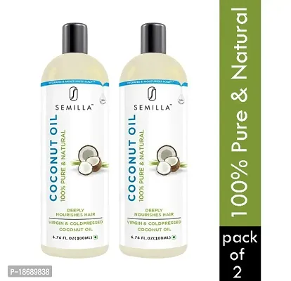 Semilla Rey Naturals Cold Pressed Coconut oil for hair and skin - 100% Pure  Natural , 100+100ml Hair Oil  (2pcsml)-thumb0