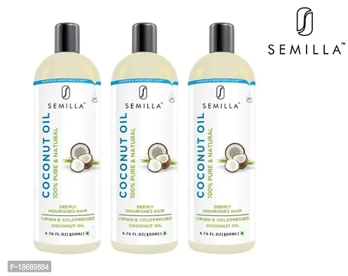 Semilla Rey Naturals Cold Pressed Coconut oil for hair and skin - 100% Pure  Natural , 100+100+100ml Hair Oil  (3pcs)-thumb0