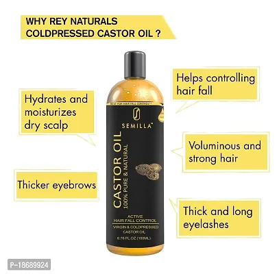 SEMILLA Rey Naturals Cold-Pressed 100 %Pure Castor Oil and Coconut Oil Combo 100ml+100ml Hair Oil  (2pcs)-thumb2