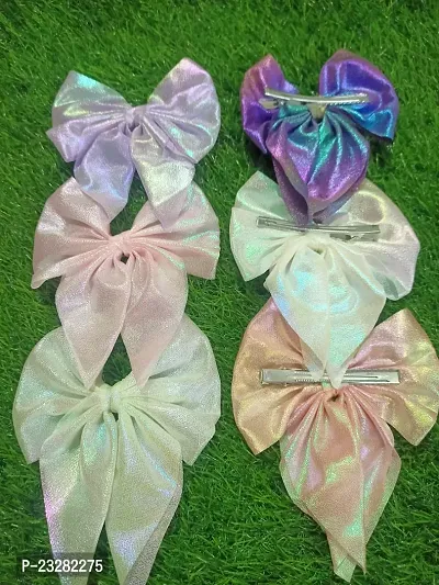 Hair Bow Women Satin Hair Bow Clip Large Silky Hair Barrettes With Big Ribbon M Vintage Bow Clip For Hair 6 Piece-thumb0