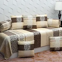 Diwan Set With 8 Pieces 1 Single Bedsheet 5 Cushion Covers 2 Bolster Covers-thumb1