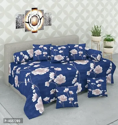 Diwan Set with 8 pieces , 1 Single bedsheet , 5 Cushion covers , 2 Bolster covers-thumb0
