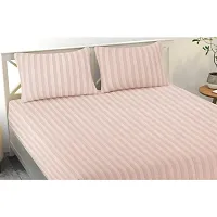 Cotton Blend Striped 1 Bedsheet with 2 Pillowcovers-thumb1