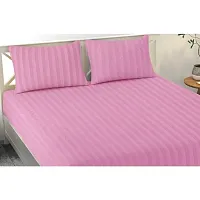 Cotton Blend Striped 1 Bedsheet with 2 Pillowcovers-thumb1