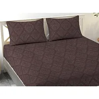 Brown Cotton Blend Abstract Bedsheet with 2 Pillow Covers-thumb1