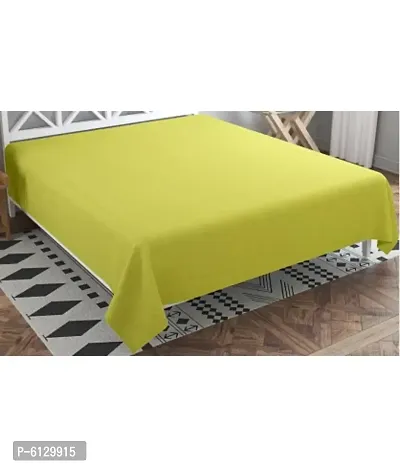 Comfortable Green Cotton Blend Solid Double Bedsheet Only-thumb2