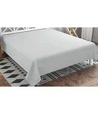 Comfortable Grey Cotton Blend Solid Double Bedsheet Only-thumb1