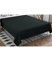 Comfortable Black Cotton Blend Solid Double Bedsheet Only-thumb1