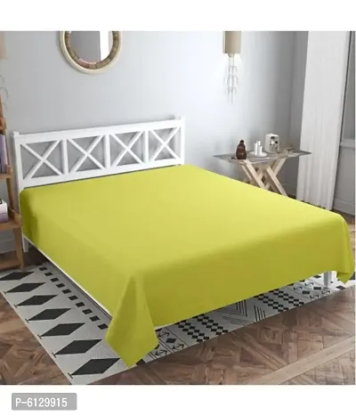Comfortable Green Cotton Blend Solid Double Bedsheet Only-thumb0