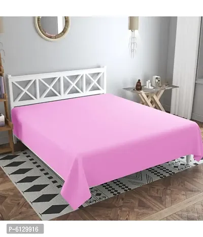 Comfortable Pink Cotton Blend Solid Double Bedsheet Only
