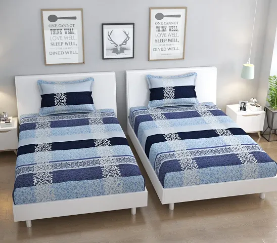 Combo of 2- Printed Cotton Single Bedsheets