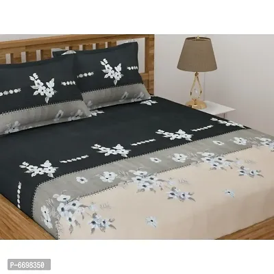 Stylish Cotton Blend 3D Printed Double Bedsheet-thumb2