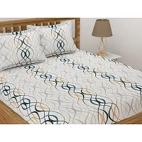 Stylish Cotton Blend 3D Printed Double Bedsheet-thumb1