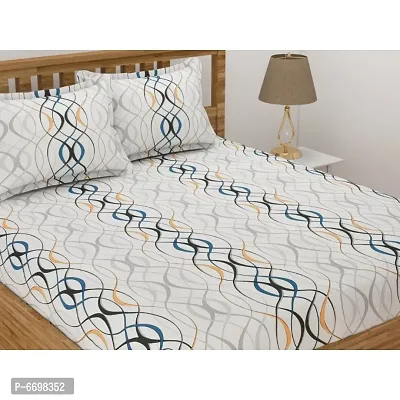 Stylish Cotton Blend 3D Printed Double Bedsheet-thumb2