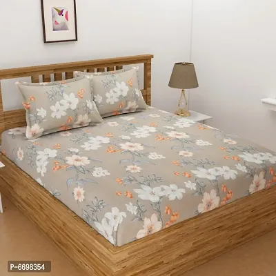 Stylish Cotton Blend 3D Printed Double Bedsheet