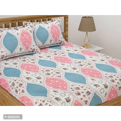 Stylish Cotton Blend 3D Printed Double Bedsheet-thumb2