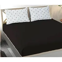 Stylish Cotton Blend Solid Double Bedsheet-thumb1