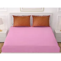 Stylish Cotton Blend Solid Double Bedsheet-thumb1