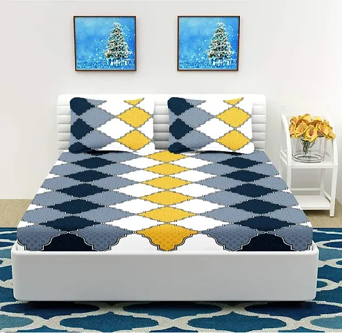 FasHome Queen Size Cotton Printed Bedsheet with 2 Pillow Covers