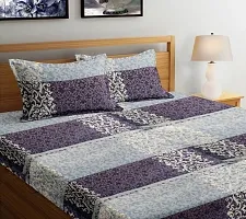 Comfortable Cotton Blend 3d Printed Double Bedsheet with Two Pillow Covers-thumb1