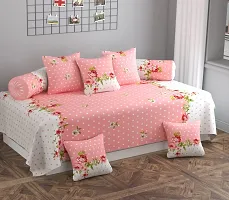 Design Diwan Set,1 Single Bedsheet, 5 Cushion Covers, 2 Bolster Covers-thumb1