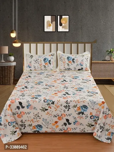 Stylish Cotton Flat 1 Bedsheet + 2 Pillowcovers