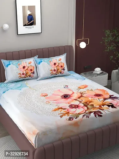 Digital Printed Cotton King Size Bedsheet With 2 Pillow Covers-thumb2