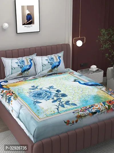 Digital Printed Cotton King Size Bedsheet With 2 Pillow Covers-thumb2