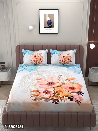 Digital Printed Cotton King Size Bedsheet With 2 Pillow Covers