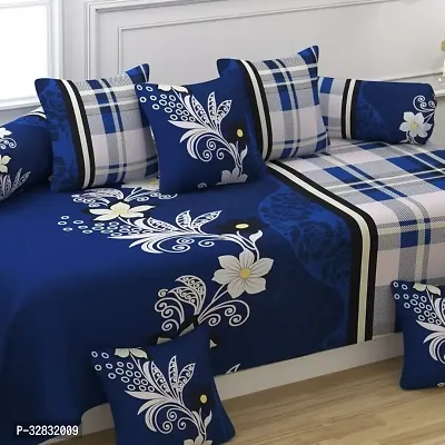 Design Diwan Set,1 Single Bedsheet, 5 Cushion Covers, 2 Bolster Covers-thumb0