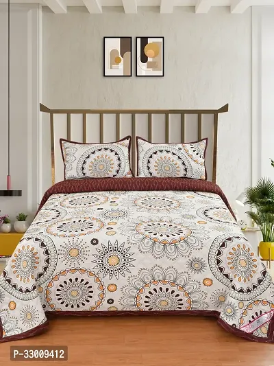 Stylish Cotton Flat 1 Bedsheet + 2 Pillowcovers