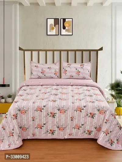 Stylish Cotton Flat 1 Bedsheet + 2 Pillowcovers