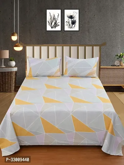 Stylish Cotton Flat 1 Bedsheet + 2 Pillowcovers