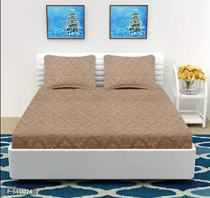 Comfortable Rust Cotton Abstract Queen Size Bedsheet With Two Pillow Covers