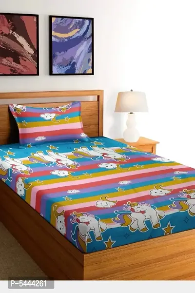 Comfortable Cotton Abstract Single Bedsheet with One Pillow Cover