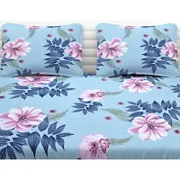 Beautiful Cotton Blend Double Floral Bedsheet with 2 Pillow Covers Size 90x100-thumb1