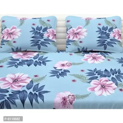 Beautiful Cotton Blend Double Floral Bedsheet with 2 Pillow Covers Size 90x100-thumb2