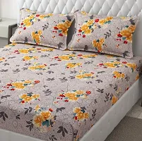 Belvostum Multicoloured  300 TC Microfiber Double Floral Printed Bedsheet with 2 Pillow covers (90x100)-thumb1