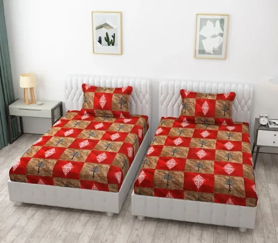 Comfortable 3D Printed Single Bedsheets Combo Of 2
