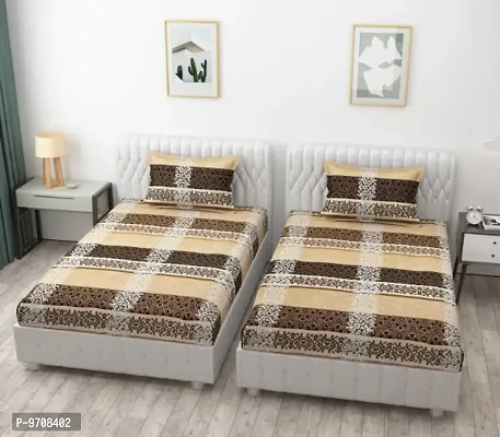 Comfortable Cotton 3D Printed Two Single Bedsheets With Two Pillow Covers